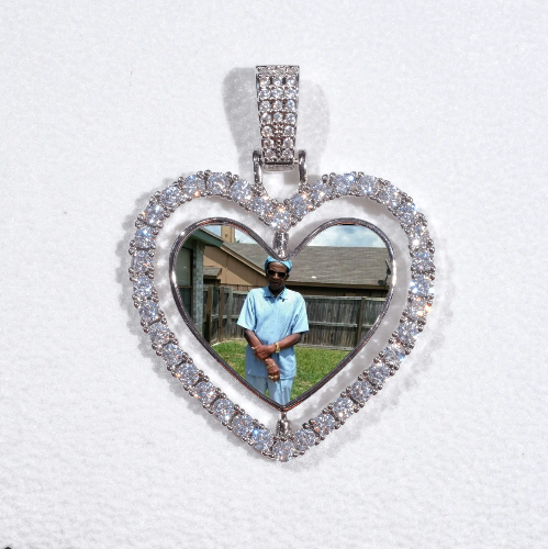 3D Spinning 2-Faced Heart Custom Picture Pendant
