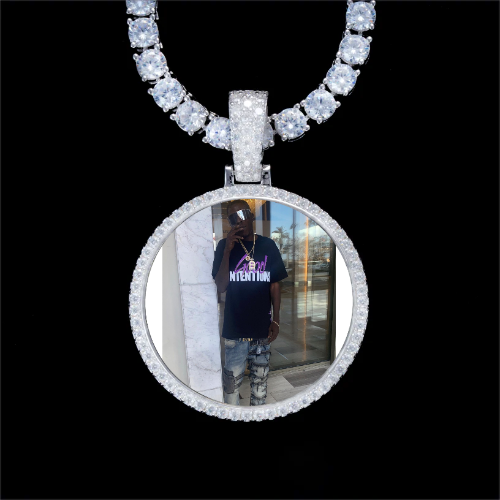 925S & VVS Moissanite 3D Circle Custom Picture Pendant