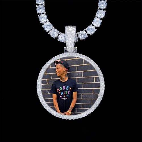 925S & VVS Moissanite 3D Circle Custom Picture Pendant