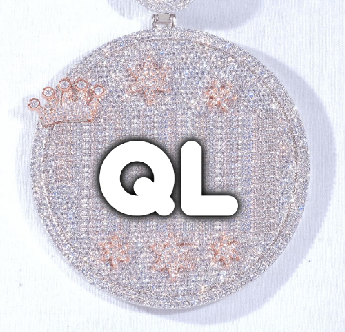 CUSTOM LETTER NECKLACE 3D BIG CROWN DISC