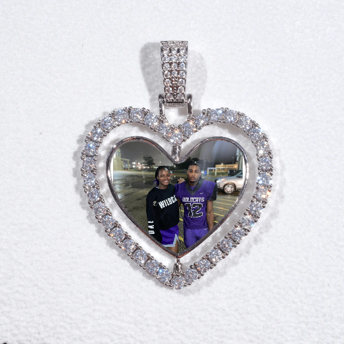3D Spinning 2-Faced Heart Custom Picture Pendant