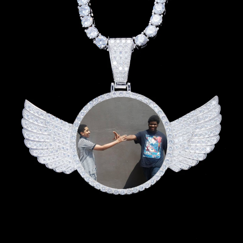 925S & VVS Moissanite 3D Wing Custom Picture Pendant