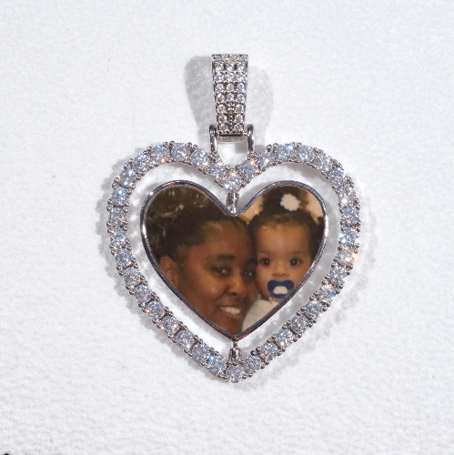 3D Spinning 2-Faced Heart Custom Picture Pendant