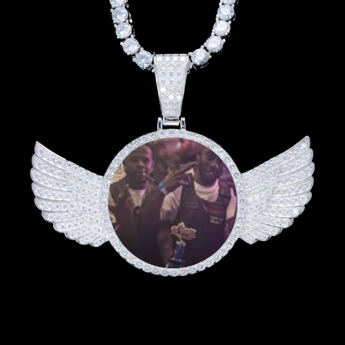 925S & VVS Moissanite 3D Wing Custom Picture Pendant