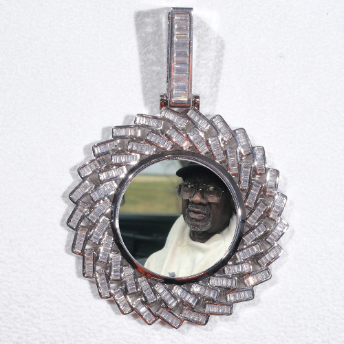 Large 3D Baguette Custom Picture Pendant