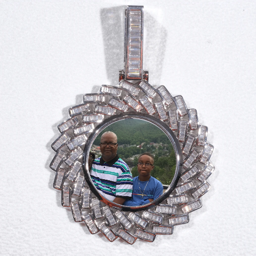 Large 3D Baguette Custom Picture Pendant