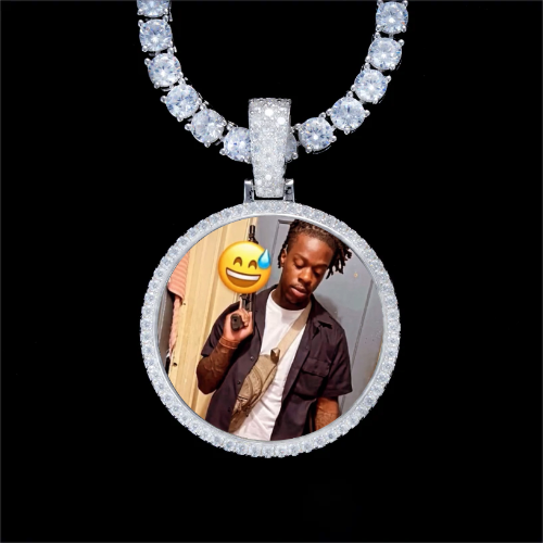 925S & VVS Moissanite 3D Circle Custom Picture Pendant