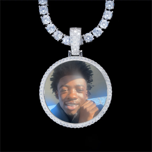 925S & VVS Moissanite 3D Circle Custom Picture Pendant