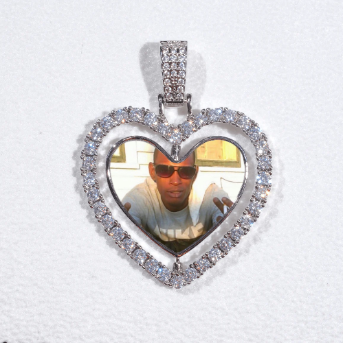 3D Spinning 2-Faced Heart Custom Picture Pendant