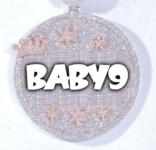 CUSTOM LETTER NECKLACE 3D BIG CROWN DISC