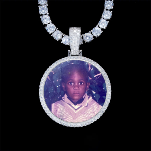 925S & VVS Moissanite 3D Circle Custom Picture Pendant