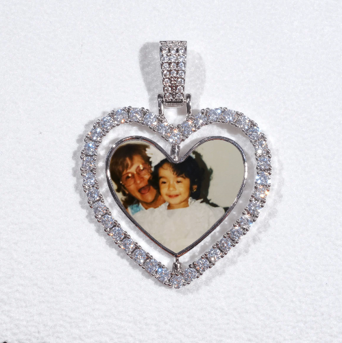 3D Spinning 2-Faced Heart Custom Picture Pendant