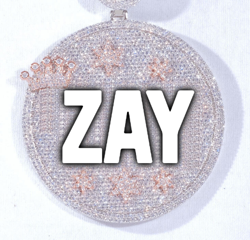 CUSTOM LETTER NECKLACE 3D BIG CROWN DISC