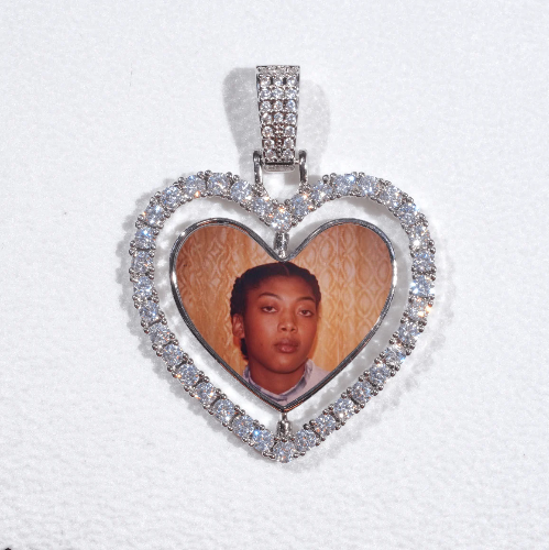 3D Spinning 2-Faced Heart Custom Picture Pendant