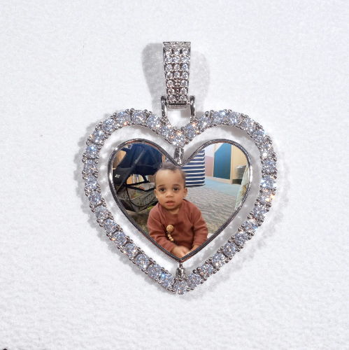 3D Spinning 2-Faced Heart Custom Picture Pendant