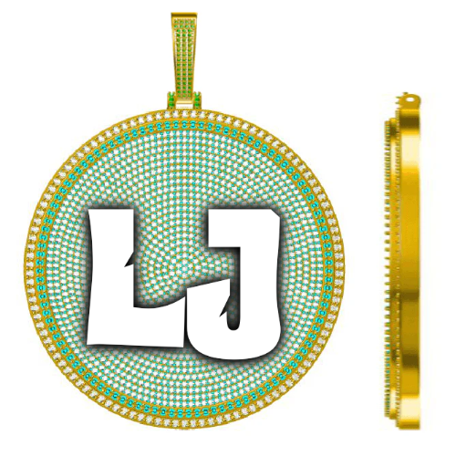 CUSTOM LETTER NECKLACE 3D BIG DISC