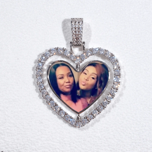 3D Spinning 2-Faced Heart Custom Picture Pendant