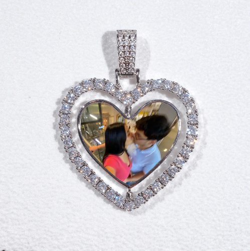 3D Spinning 2-Faced Heart Custom Picture Pendant