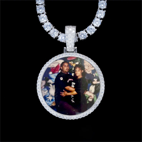 925S & VVS Moissanite 3D Circle Custom Picture Pendant
