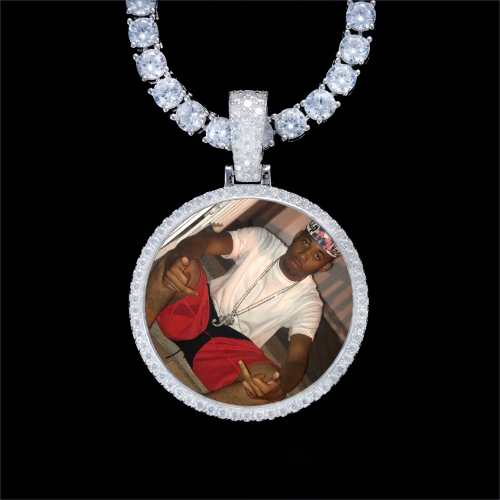 925S & VVS Moissanite 3D Circle Custom Picture Pendant