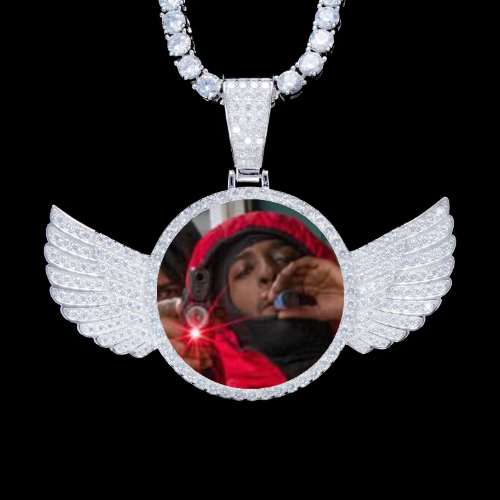 925S & VVS Moissanite 3D Wing Custom Picture Pendant