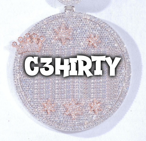 CUSTOM LETTER NECKLACE 3D BIG CROWN DISC