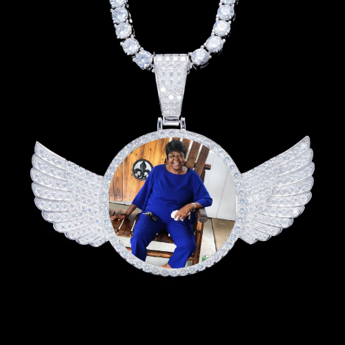 925S & VVS Moissanite 3D Wing Custom Picture Pendant