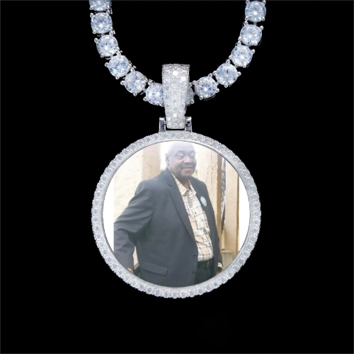 925S & VVS Moissanite 3D Circle Custom Picture Pendant