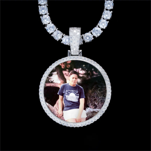 925S & VVS Moissanite 3D Circle Custom Picture Pendant