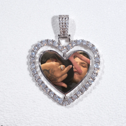 3D Spinning 2-Faced Heart Custom Picture Pendant