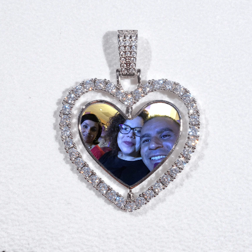 3D Spinning 2-Faced Heart Custom Picture Pendant