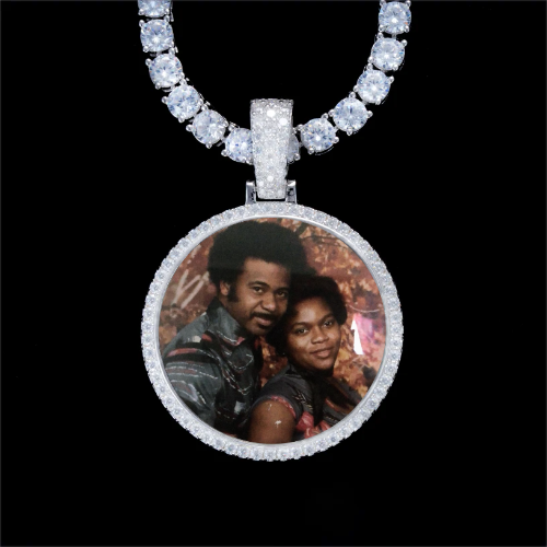 925S & VVS Moissanite 3D Circle Custom Picture Pendant