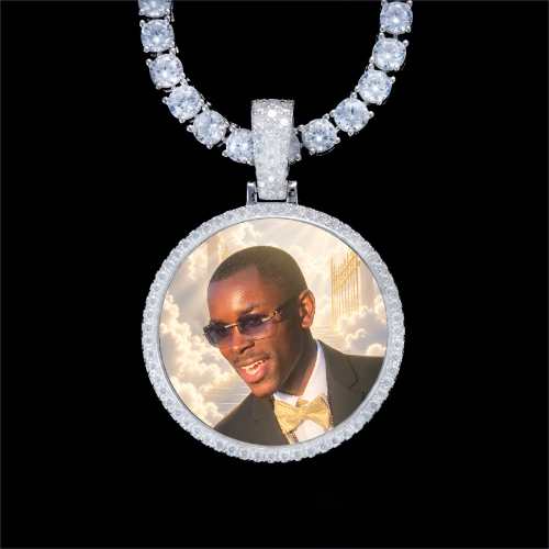 925S & VVS Moissanite 3D Circle Custom Picture Pendant
