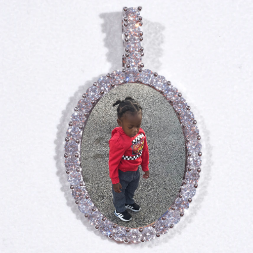 Large 3D Oval Custom Picture Pendant