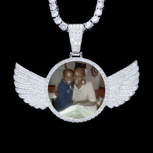 925S & VVS Moissanite 3D Wing Custom Picture Pendant