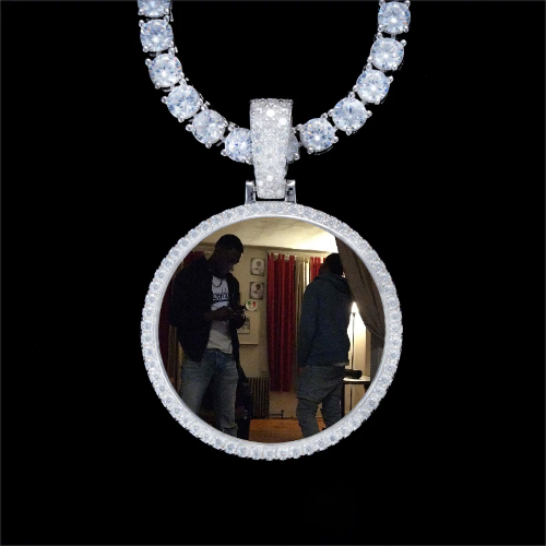 925S & VVS Moissanite 3D Circle Custom Picture Pendant