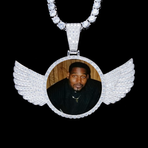925S & VVS Moissanite 3D Wing Custom Picture Pendant