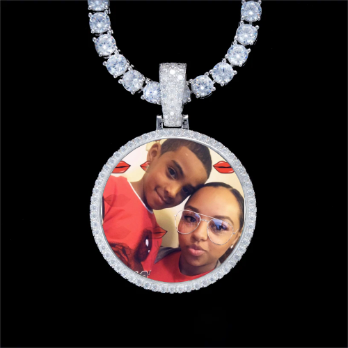 925S & VVS Moissanite 3D Circle Custom Picture Pendant