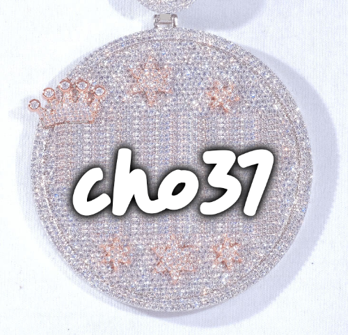 CUSTOM LETTER NECKLACE 3D BIG CROWN DISC
