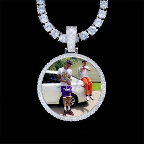 925S & VVS Moissanite 3D Circle Custom Picture Pendant