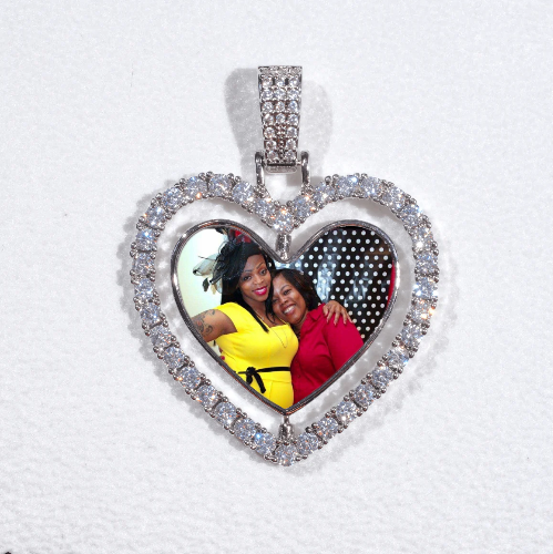 3D Spinning 2-Faced Heart Custom Picture Pendant