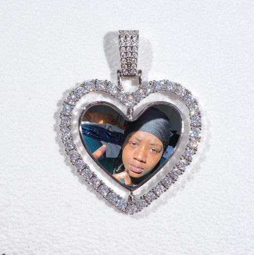 3D Spinning 2-Faced Heart Custom Picture Pendant