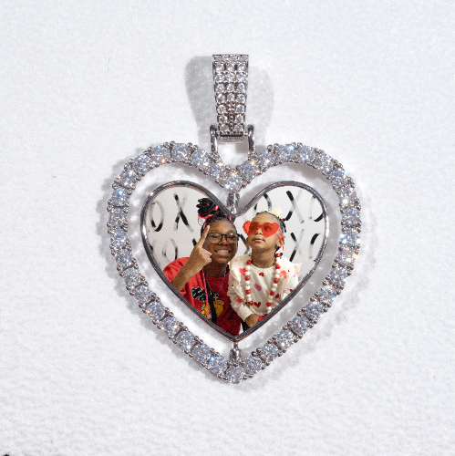 3D Spinning 2-Faced Heart Custom Picture Pendant