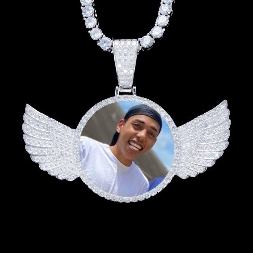 925S & VVS Moissanite 3D Wing Custom Picture Pendant