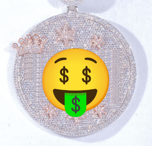 CUSTOM LETTER NECKLACE 3D BIG CROWN DISC