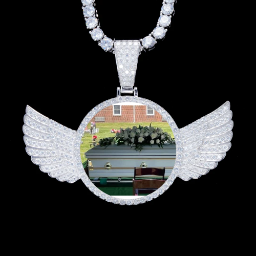 925S & VVS Moissanite 3D Wing Custom Picture Pendant