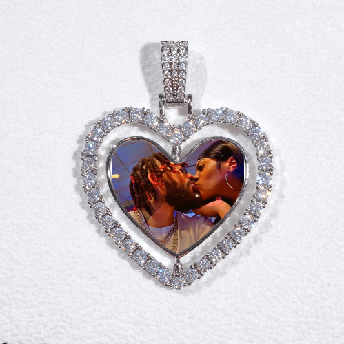 3D Spinning 2-Faced Heart Custom Picture Pendant