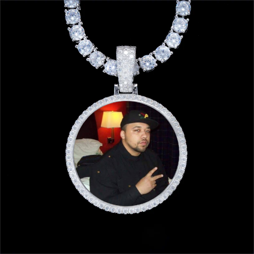 925S & VVS Moissanite 3D Circle Custom Picture Pendant