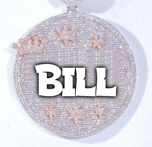CUSTOM LETTER NECKLACE 3D BIG CROWN DISC