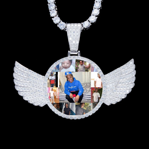 925S & VVS Moissanite 3D Wing Custom Picture Pendant